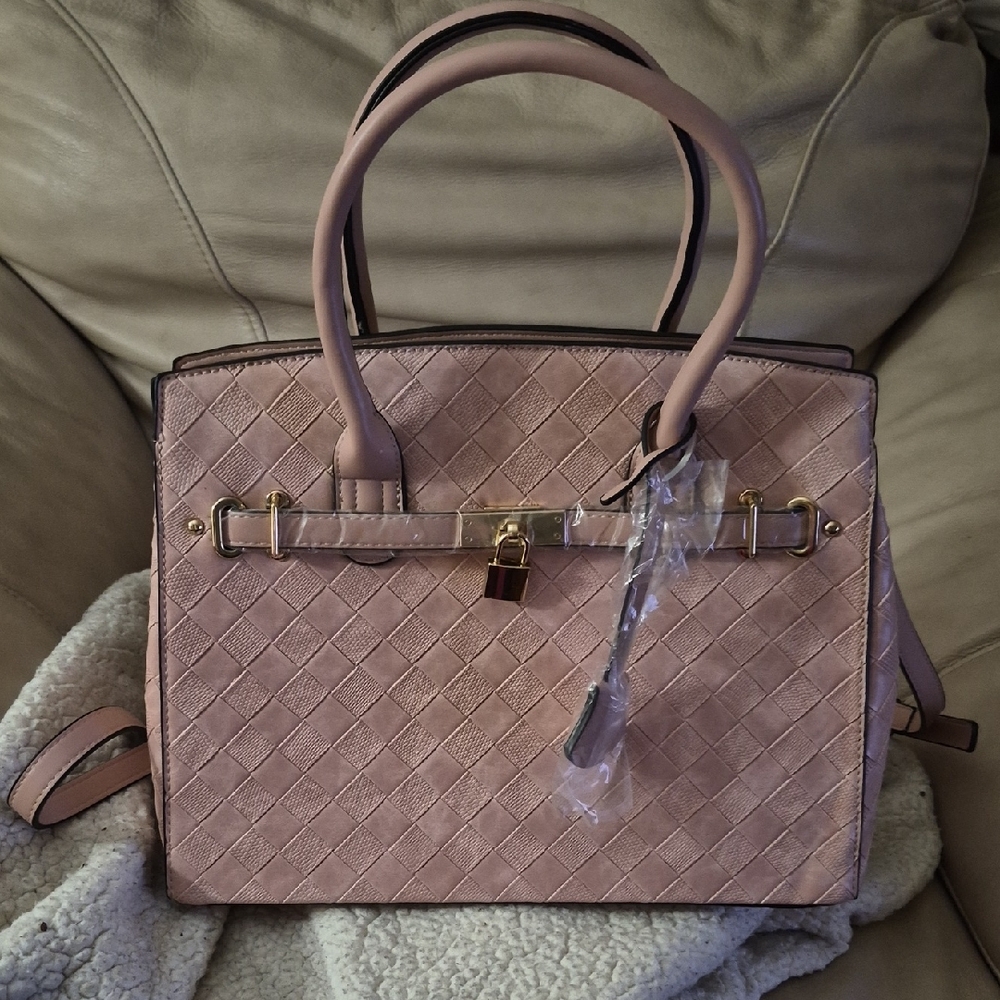 Blush Pink Brand New Top-Handle with Gold  Cross Body Strap Wallet New Its a Set